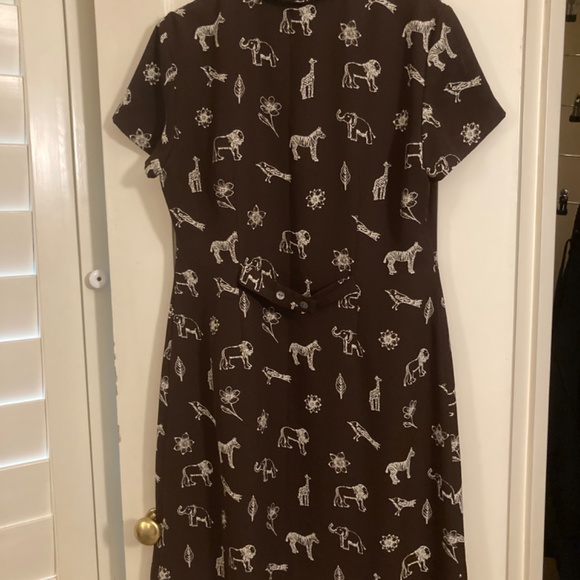 Talbots animal print dress button down short sleeve - Picture 2 of 5